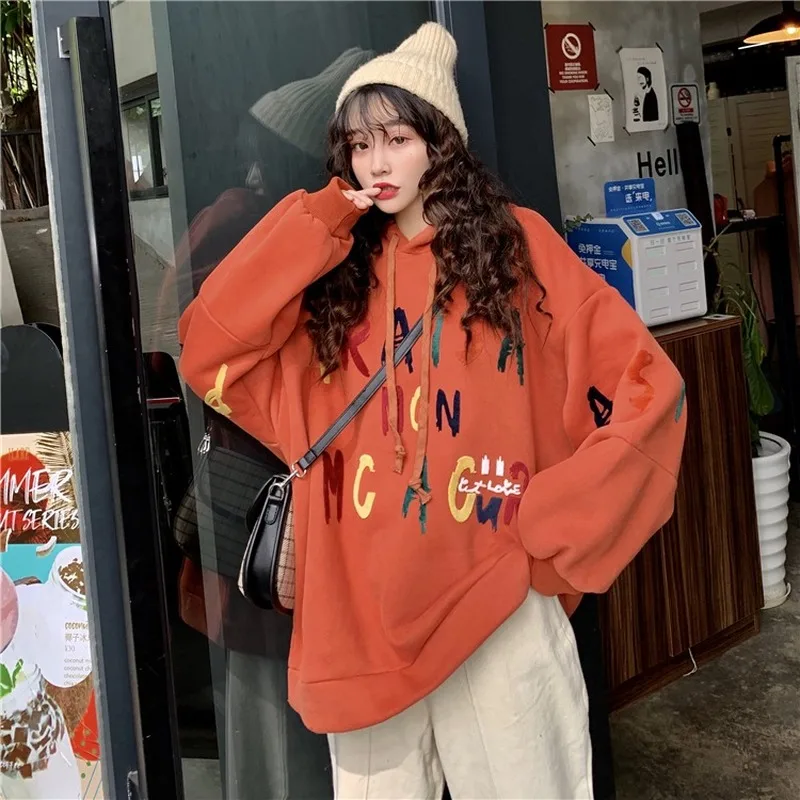Gaganight Harajuku женские толстовки с длинным рукавом флис осень зима письмо свитер Женская Повседневная Свободная модная Толстовка корейский