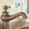 Bathroom Faucet Antique Bronze Basin Sink Solid Brass Vintage Style Single Handle Water Mixer Taps Bath Crane Decorative Ceramic ► Photo 3/6