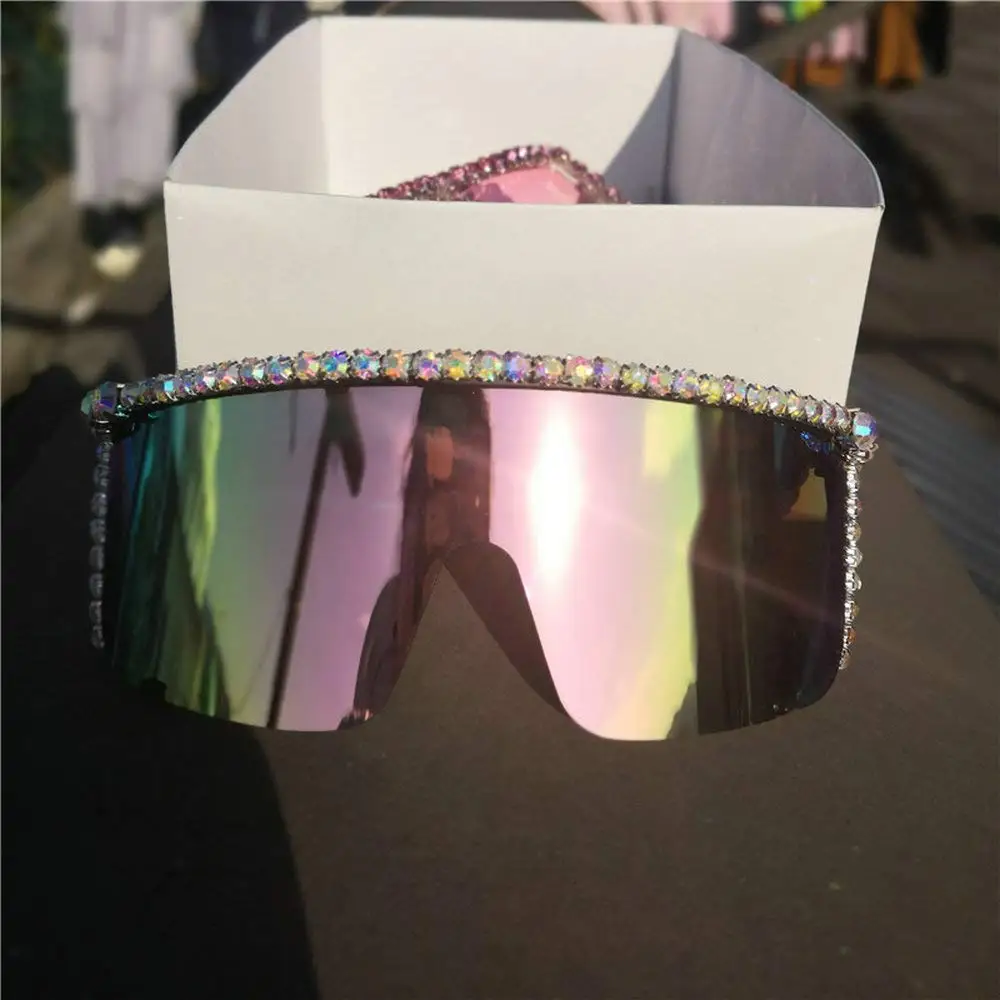MINCL/Цельные Стразы солнцезащитные очки унисекс Bling Crystal Shades элегантные модные негабаритные Квадратные Солнцезащитные очки NX