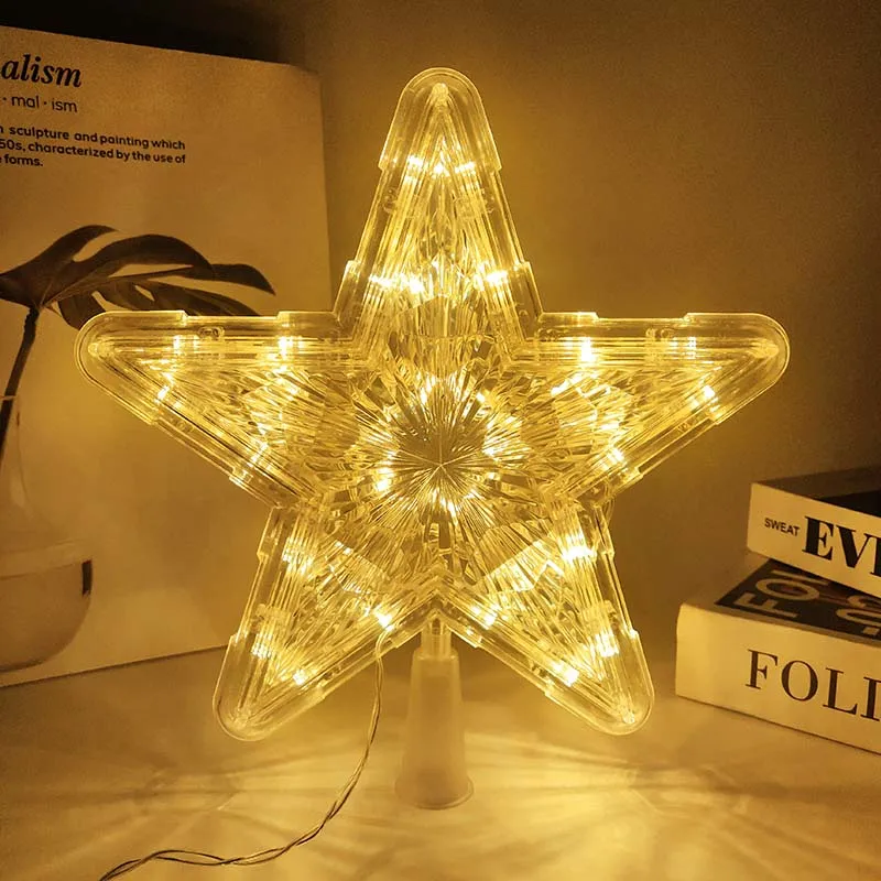 LED Christmas Tree Star Topper Decorations 24/18cm Light Glowing Fairy Light with Battery Box christmas tree decoration,christmas star decoration