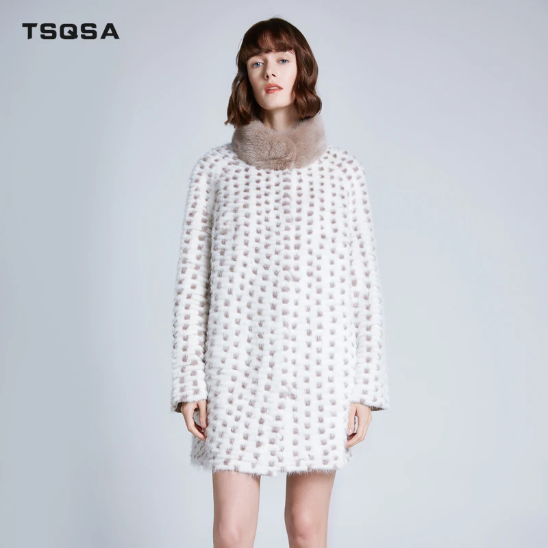 TSQSA 2019 Новый настоящий мех кролика и норки шубы натуральный Женская верхняя