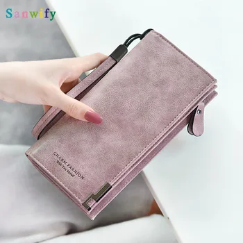 

Challen Women Wallet Wristlet Leather Female Top Quality Long Credit Card Holder Organizer Purse Ladies Clutch Wallet