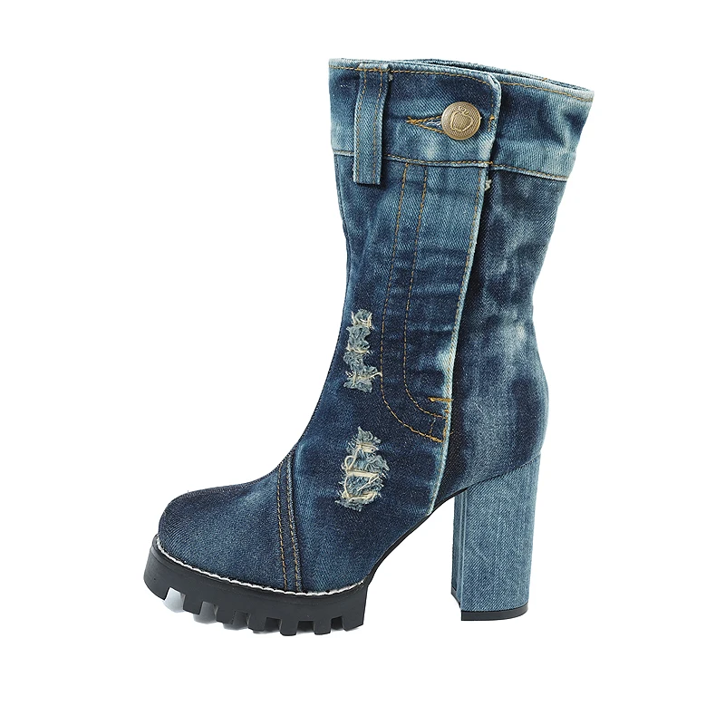 New women's autumn and winter high-heeled tube cowboy handsome locomotive British wind Martin boots