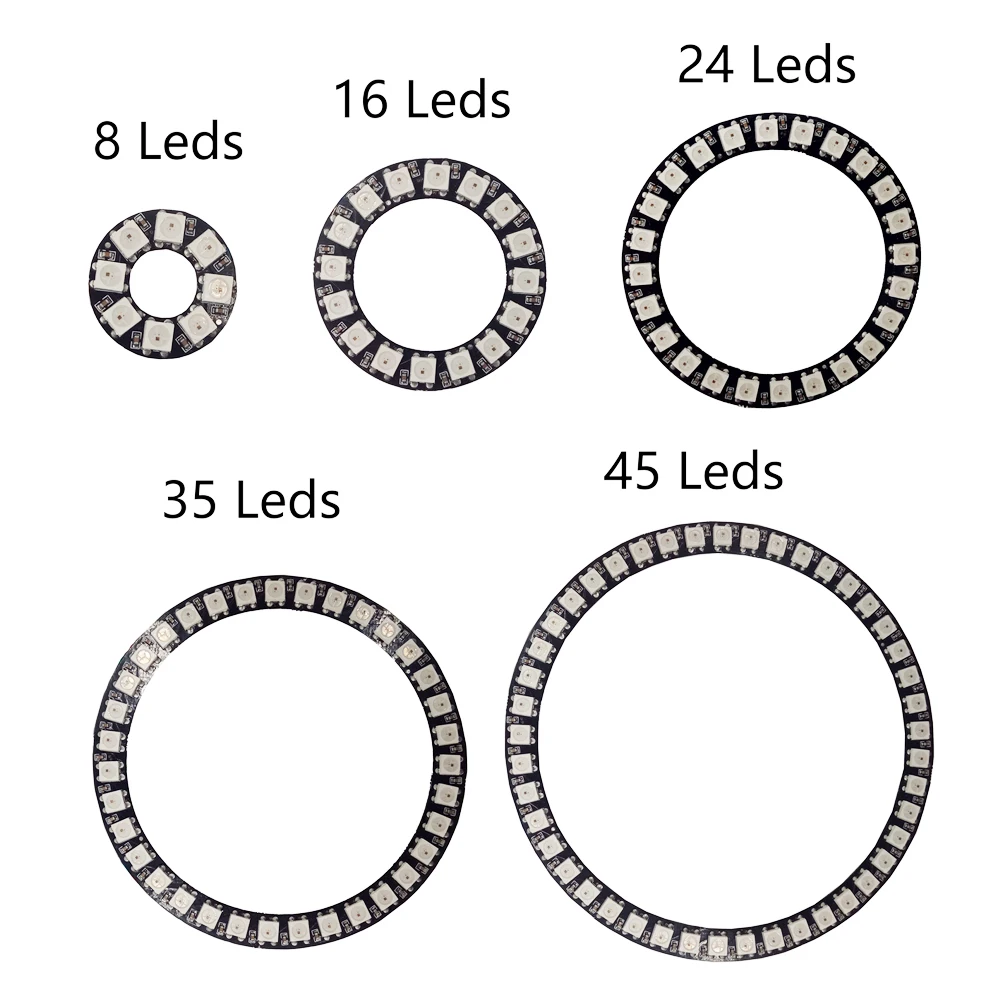 WS2812B LED Ring 8/16/24/35/45 Bit LEDS ws2812b SK6812 WS2812 5050 RGB Addressable Pixel LED Module Strip Light DC 5V