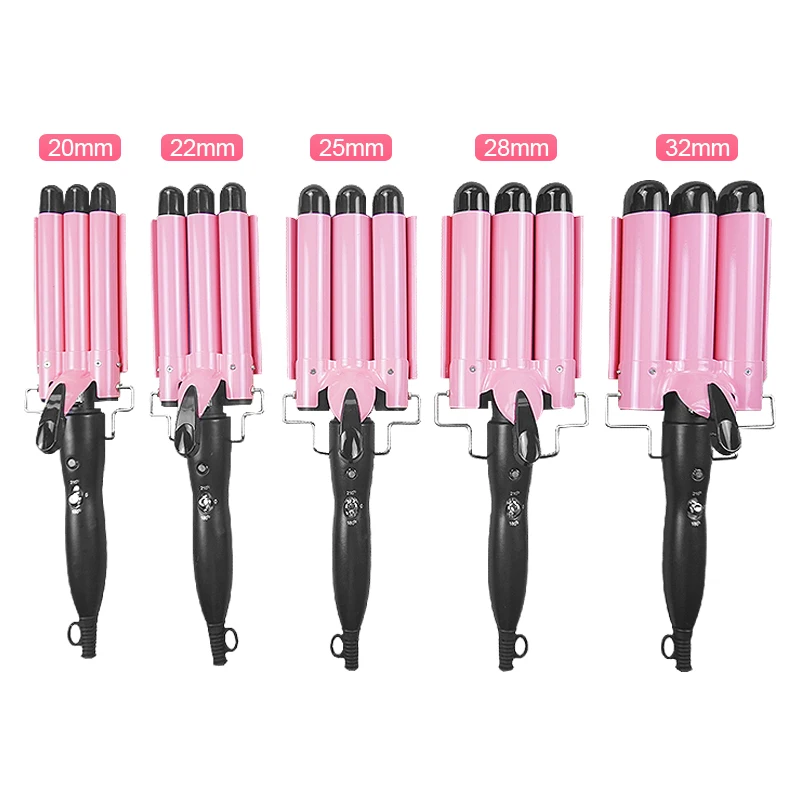 

Professional Hair Curling Iron Triple Barrel Pink LCD Hair Curler Irons Wand Wave Styling Tools Automatic Ceramic Hair Styler