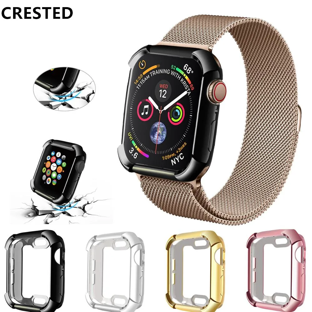 Чехол для Apple watch band Apple Watch 4 Чехол 44 мм 40 мм iWatch TPU бампер защитный бампер Защитная оболочка часы аксессуары