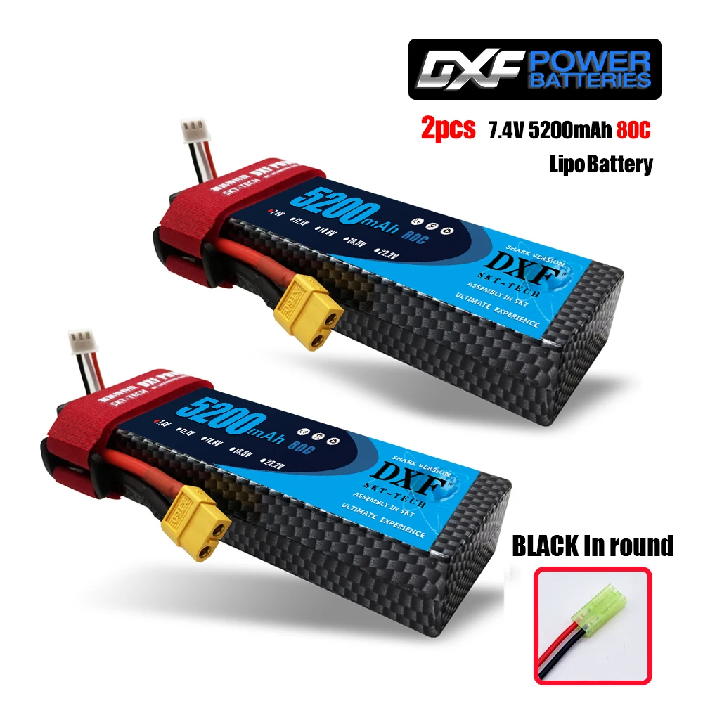 2 шт. DXF 7,4 В 3300 мАч 5200 мАч 6500 мАч Lipo аккумулятор жесткий чехол 2S 50C 60C 80C 1/10 1/8 весы для TRX Slash 4x4 RC автомобилей Жесткий Чехол - Цвет: 2PCS520080ChardBLACK