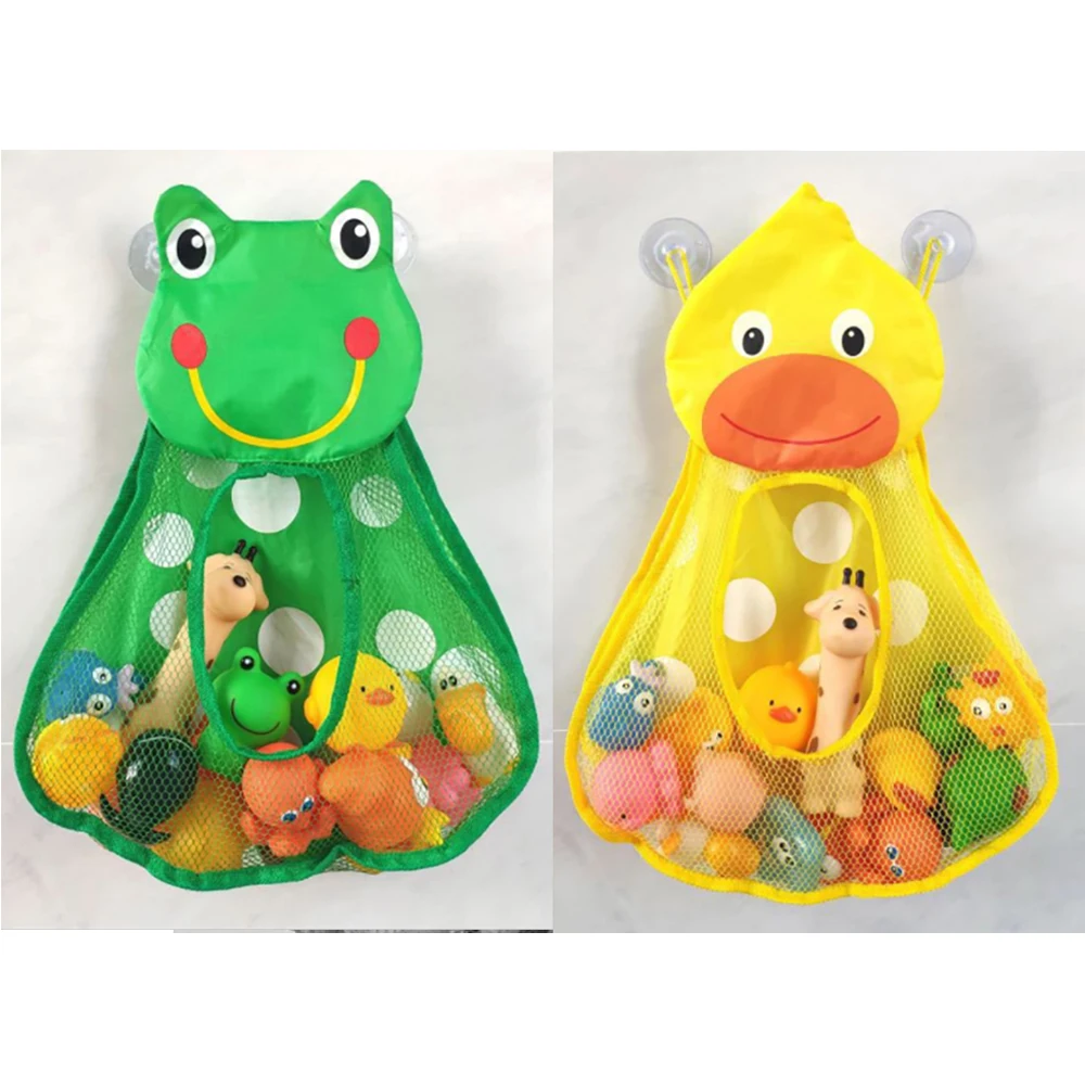 Baby Shower Bath Toys Duck Little Frog Rabbit Baby Kid Toy Storage Mesh with Strong Suction Cups Toy Bag Net Bathroom Organizer