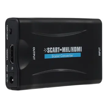 

1080P SCART To HDMI Converter Video Audio Signal Adapter Converters With Charging Adapter Cable for Sky Box DVD STB