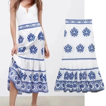 

Maxdutti Faldas Mujer Moda 2021 Indie Folk Vintage Bohemian Floral Embroidery High Waist Long Skirt Women Midi Skirts Womens