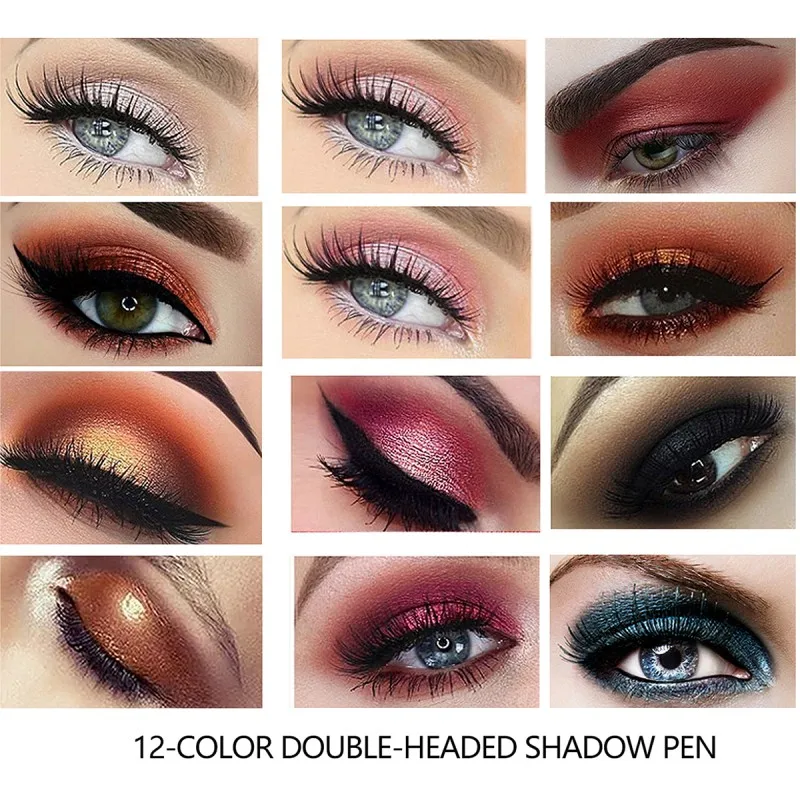 Double-end Eyeshadow Pen Long-lasting Brighten Shiny Waterproof Smudge-proof Eyebrow Stick mini eyeshadow stick smokey cosmetic