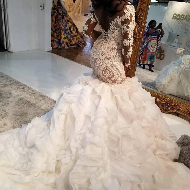 Vestido de noiva свадебные платья Королевский длинный шлейф аппликация размера плюс