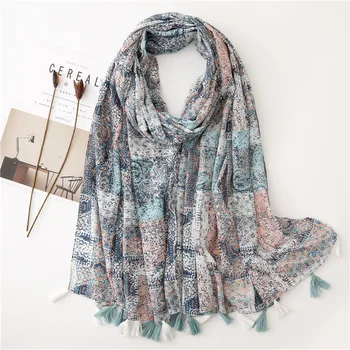 

2020 New Style Retro Fashion Cotton Scarf Sun-resistant Shawl Beach Silk Scarves high quality women fashion luxury brand