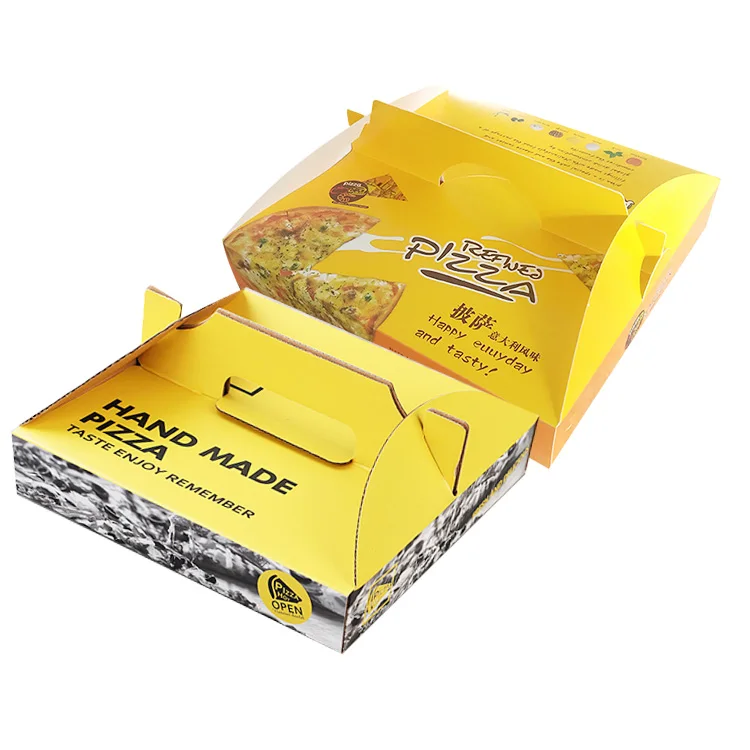 Custom Printer Cheap Wholesale Colourful Pink  Disposable Food Delivery Carton Paper Pizza Packaging Box 4