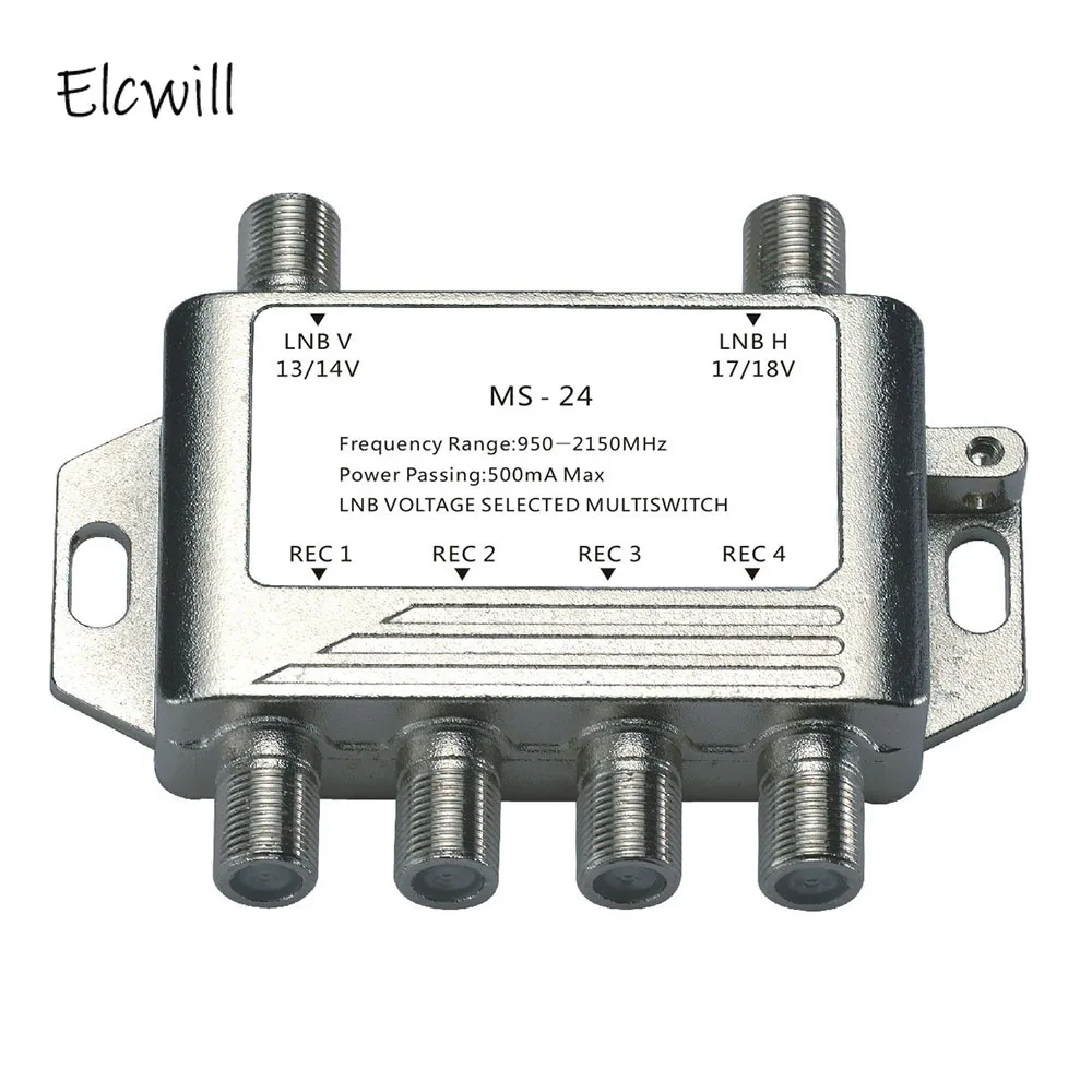 2 In 4 Out DiSEqC 4x2 Switch Satellite Signal Multiswitch LNB Voltage Selected 950-2150MHz for TV Receiver