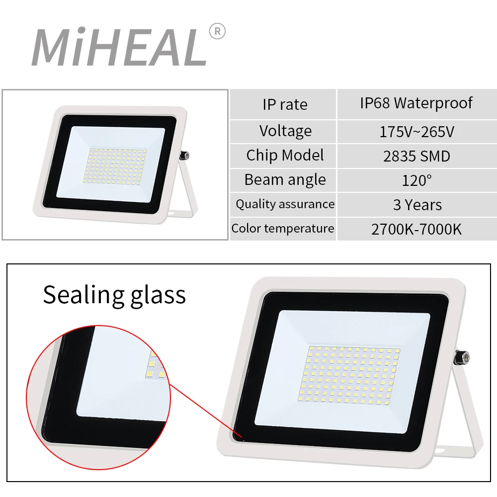 LED Floodlight 10W 20W 30W 50W 100W 220V Waterproof IP68 Outdoor Wall Garden Spotlight Reflector Foco Lamp led flood light,uv floodlight