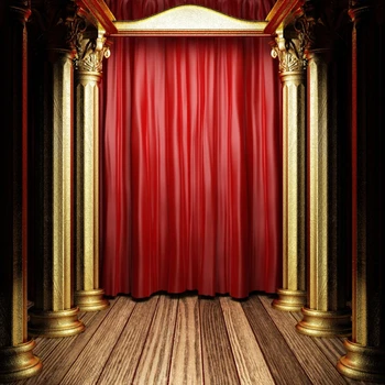 

Laeacco Stage Curtain Golden Column Wooden Floor Background Photography Children Portrait Vinyl Photocall Backdrop Photo Studio