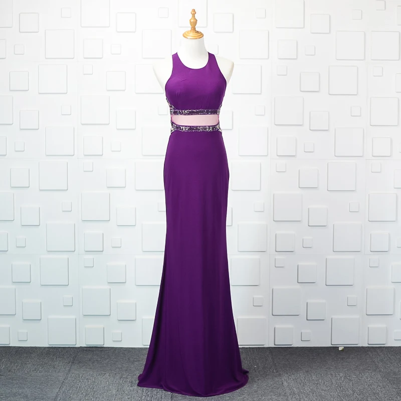 YY01 Churlya Wurfel purple prom dresses mermaid halter sleeveless long dresses evening dresses women vestidos largos de fiesta