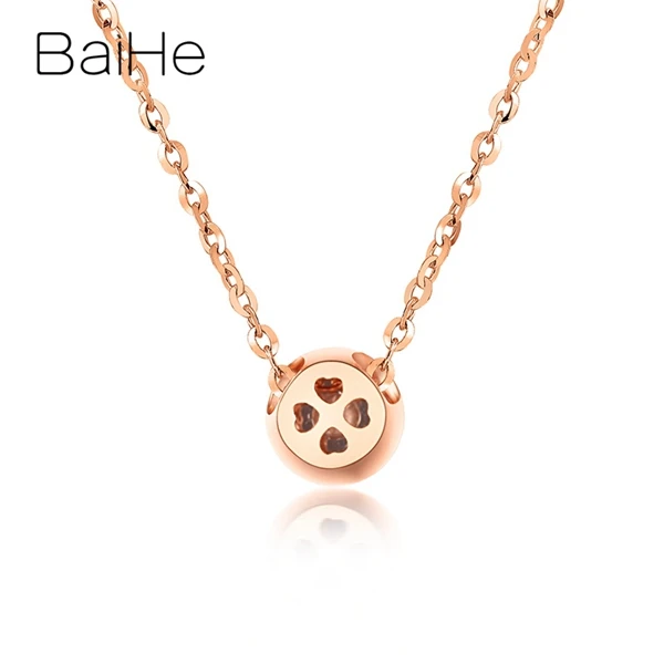 BAIHE Твердые 18 К Роза+ белое золото Сертифицированный круглый 0.03ct/0.06ct/0.10ct натуральный алмаз свадебные модные ювелирные изделия Подарок ожерелья