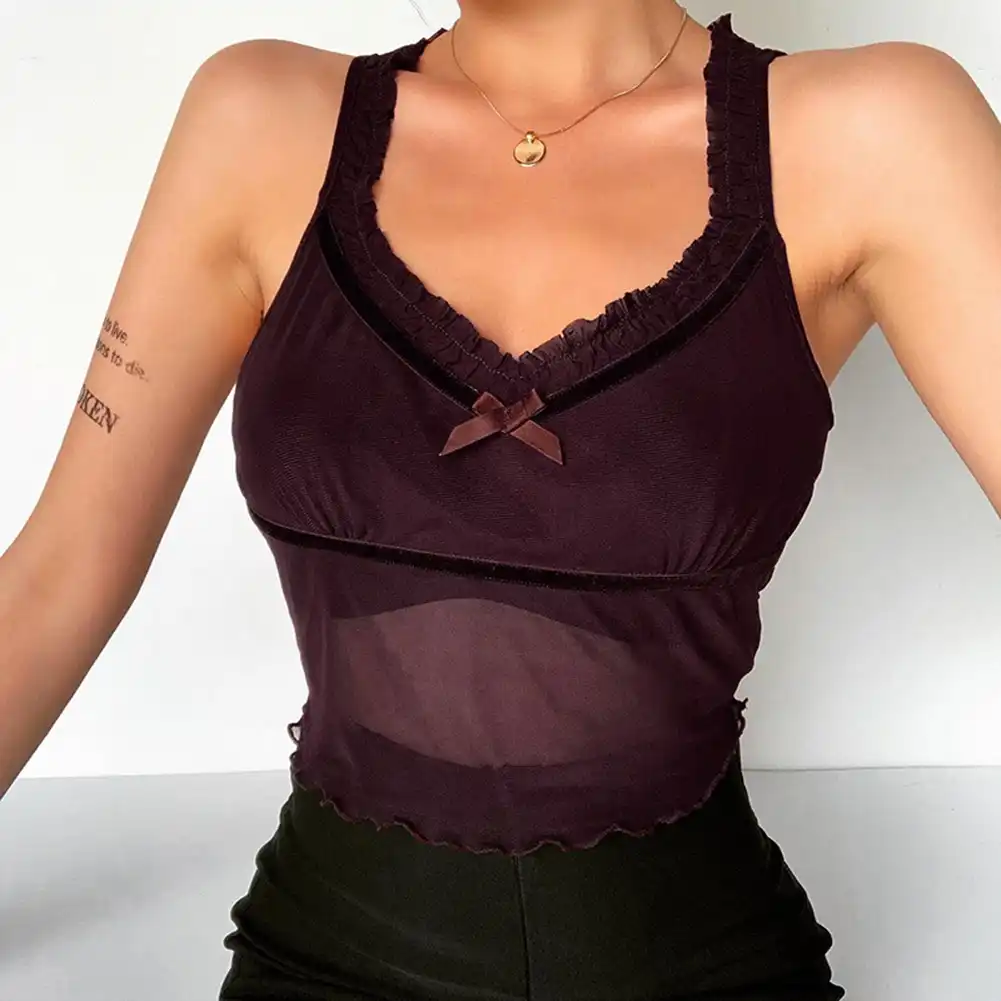mesh crop tank top