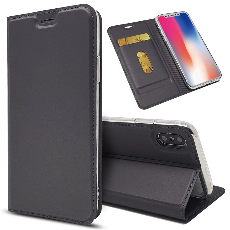 Gray Магнитный кожаный чехол-книжка чехол для телефона для Xiaomi mi A2 Lite A1 держатель для карт чехол для Red mi Примечание 7 5 6 iPad Pro 5A премьер/Note 4X4 6A плюс - Цвет: Gray