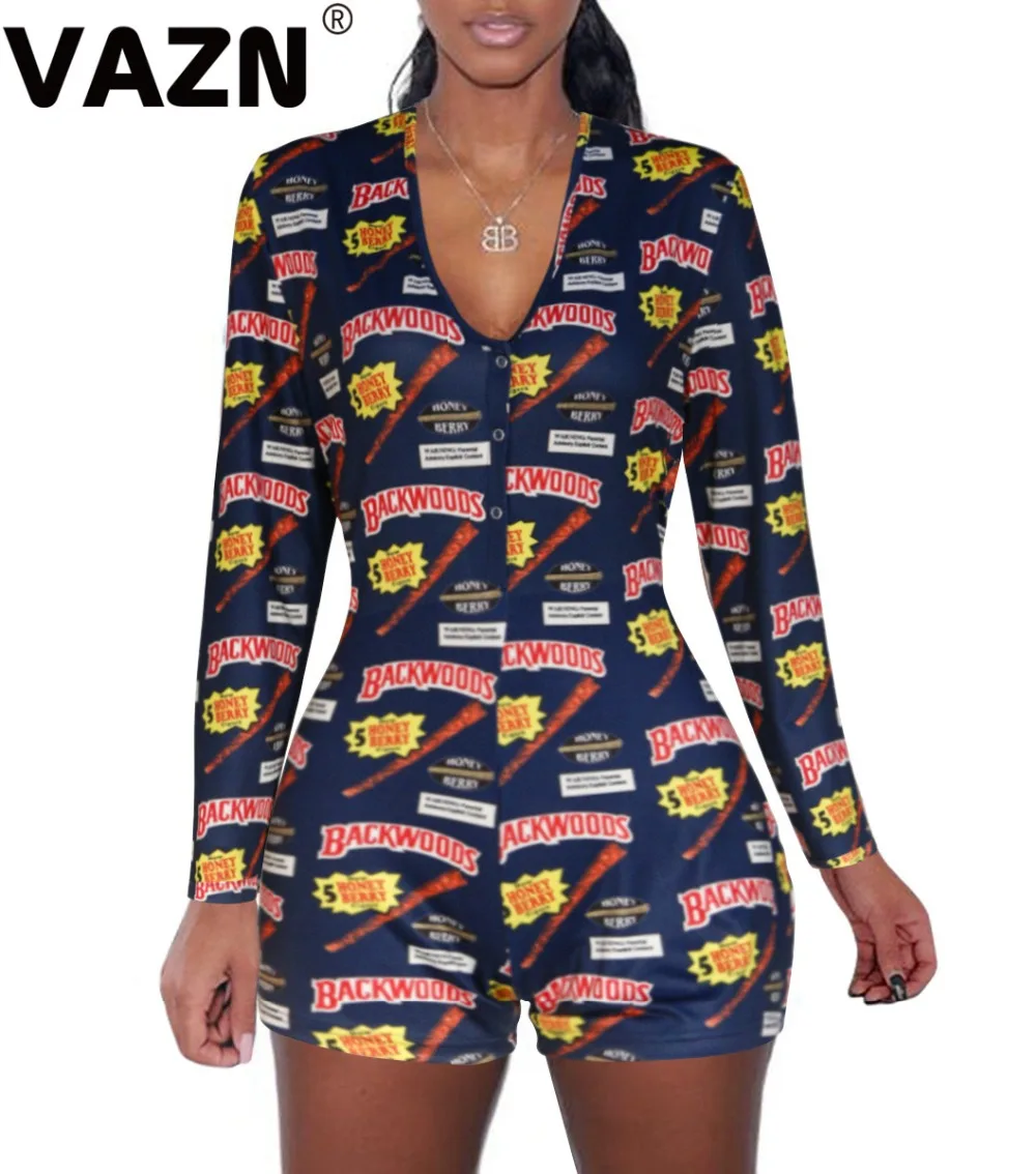 VAZN,, паритет, снижение возраста, свободный, мягкий, сексуальный, модный, глубокий v-образный вырез, полный рукав, необычные женские Мини-комбинезоны с высокой талией