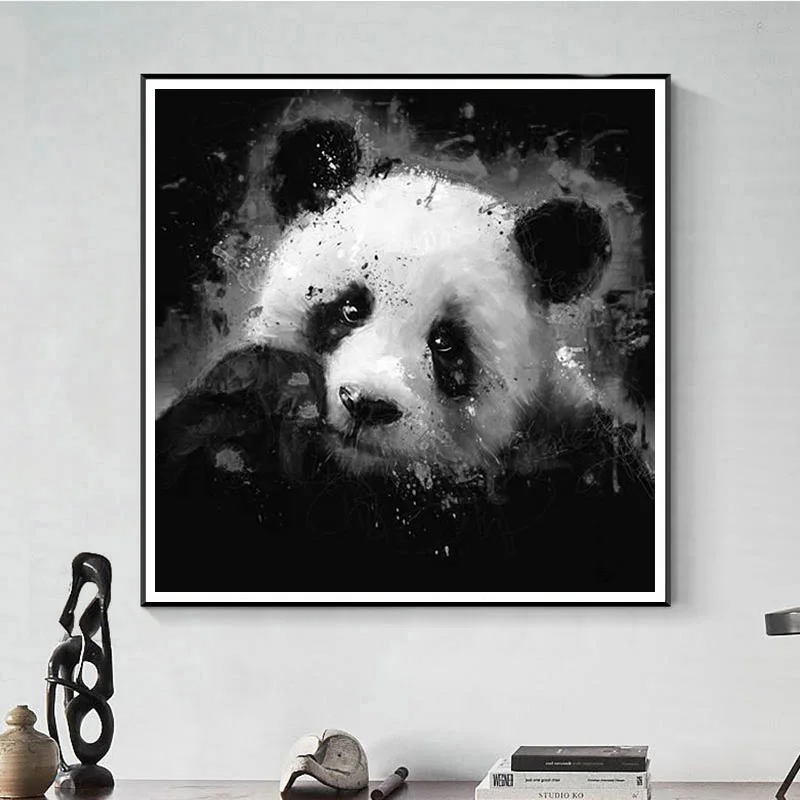 Скандинавские картины на холсте DIY Алмазная картина черно-белая панда Лев мозаика с тигром животные настенная живопись Декор для гостиной