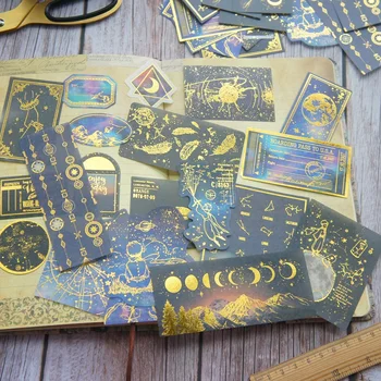 

58pcs GOLD Midnight Legend Style Washi Paper Sticker Scrapbooking DIY Gift Packing Label Gift Decoration Tag