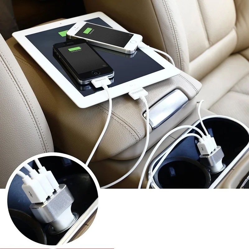3 USB 26W 5.1A алюминиевая панель компактный дизайн USB Автомобильное зарядное устройство-беспроблемная Замена для iPhone Nexus huawei samsung и многое другое