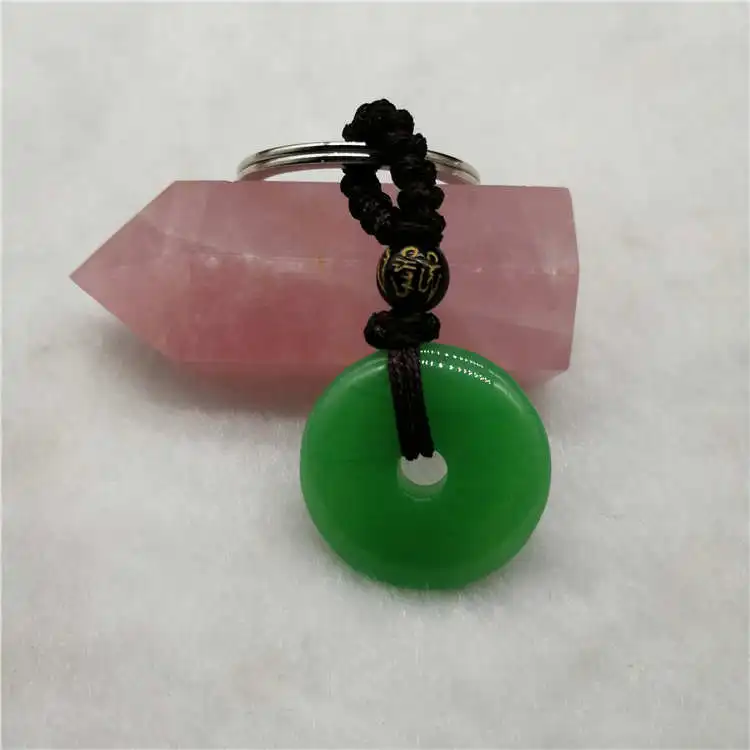 Natural green agate Safety buckle Natural amulet jewelry locket woman man keychain Free shipping Protect your safety Love