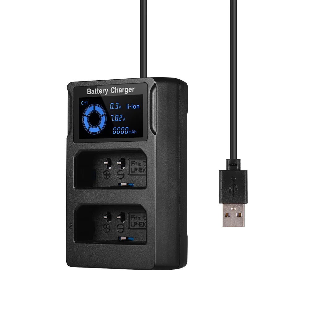 for Canon LP-E10 Портативный двойной слот USB зарядное устройство для камеры с ЖК-дисплеем быстрое зарядное устройство для камеры для аккумуляторов Nikon EL15 - Цвет: for Canon LP-E10