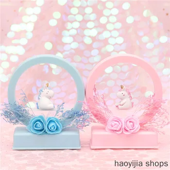 

New children's baby room decoration decorative lights button battery LED music night light cartoon unicorn night light fashion