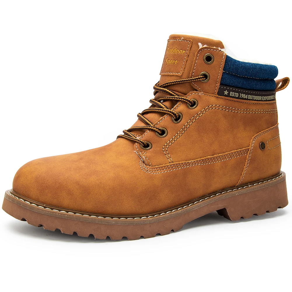brown boots KATESEN/мужские ботинки; очень теплые зимние качественные мужские ботинки из замши; плюшевые зимние ботинки на меху; зимняя обувь на меху для мужчин; уличные ботинки - Цвет: brown boots