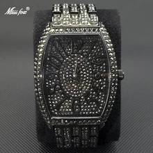 

MISSFOX Iced Out Men Watches Luxury Full Diamond Black Quartz Watch Hip Hop Stainless Steel Waterproof Tonnea Relogio Masculino