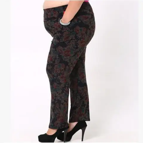 pattern 2 Новые женские брюки для женщин среднего возраста зимняя одежда обтягивающие леггинсы размера плюс 6XL высокие эластичные Ретро капри и брюки с цветочным принтом J486 - Цвет: pattern 2