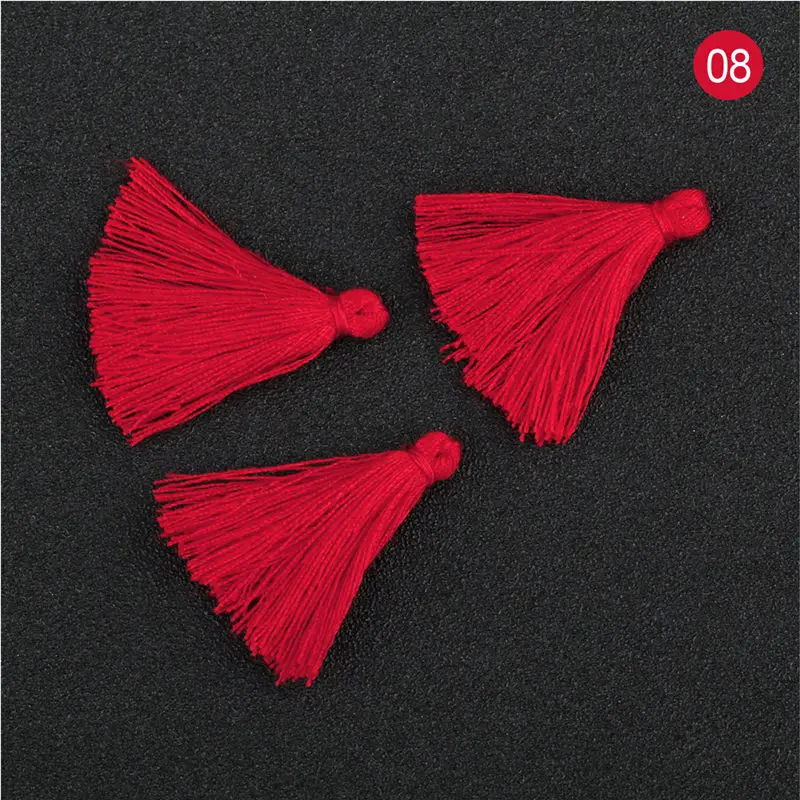 color 08 100 шт 3 см мини хлопчатобумажная нить ткань кисточка DIY кулон ювелирные изделия браслет для изготовления ключей бахрома отделка Ремесло кисточки Швейные аксессуары - Цвет: color 08