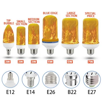 

LED Flame Lamp E27 E26 B22 E14 E12 Light Bulb Flame Effect Fire Lamps Flickering Emulation 3W 5W 7W 9W Decor LED Lamp AC85-265V