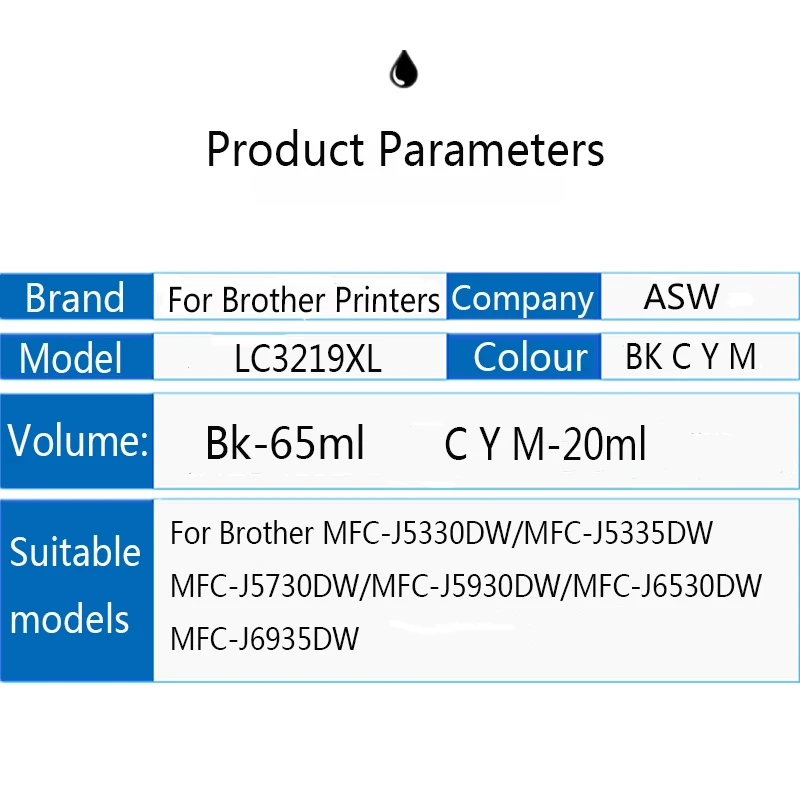 ASW LC3219 LC3219XL LC 3217 lc3217XL Ink Cartridge For Brother MFC-J5330DW J5335DW J5730DW J5930DW J6530DW J6935DW