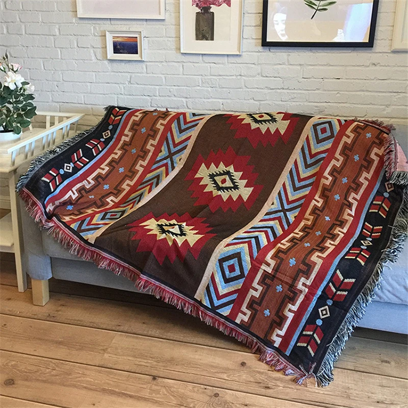 Bubble Kiss Indian Ethnic Style Sofa Throw Blanket On The Bed Spring Autumn Living Room Sofa Blanket Home Wearable Cover Blanket