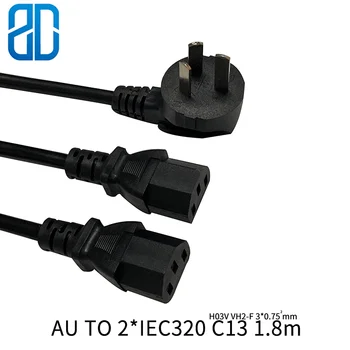 

1.8M 3*0.75mm Australia - 2* C13 Power Extension Cable Cord New Zealand Plug TO 2* IEC320 C13 For Lead Laptop Charger LCD TV