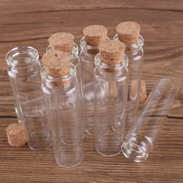 20/10pcs 1ml Glass Bottles Small Tiny Clear Glass Bottle Vials Cork with B4q5