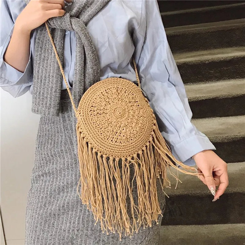 Crossbody Bag Women 2022 Cross Body Shoulder Bag Round Circular Straw Woven Basket Purses And Handbag Boho Beach Summer Package