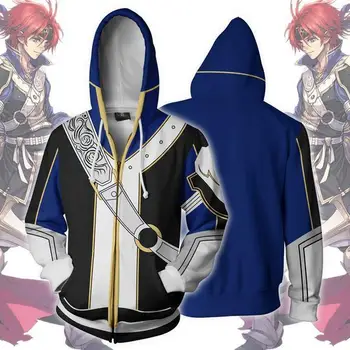 

Game Fire Emblem Echoes: Shadows of Valentia Roy Cosplay Costume 3D Print Sweatshirt Zipper Hooded Cartoon Sweatshirt Jackets