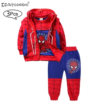 

Kids Sport Suit For Boys Clothing Sets 2020 Autumn Winter Toddler Boys Clothes Hoodie+Pant+Vest 3pcs Outfit Spiderman 1-5-8 Year