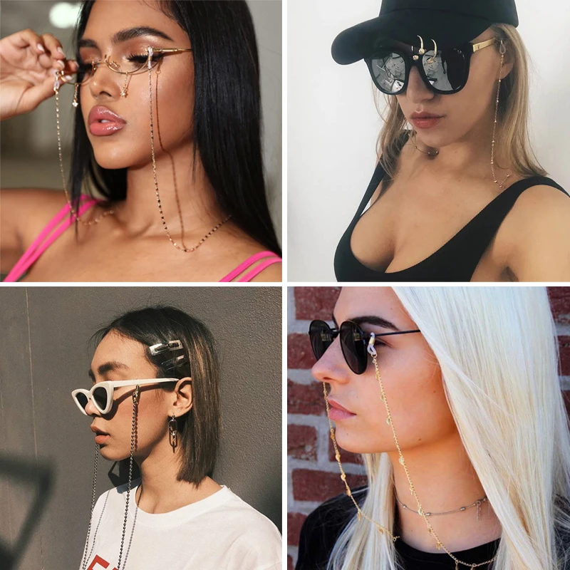 Fashion Lanyard Sunglasses Bead Mask Chains For Women Pearl Crystal Punk Eyeglasses Chains New Fashion Jewelry