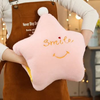 

INS fashion fluffy five star and crown plush back cushion skin-friendly soft plush pillows Gmax gifts for kids