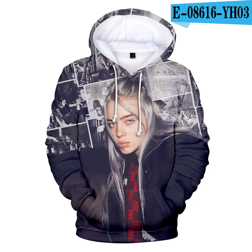 3D Billie Eilish толстовки женские/мужские уютные Vogue Девушки Мальчик K поп корейский Ldol Billie Eilish толстовки куртки в стиле Харадзюку хип-хоп - Цвет: 3D