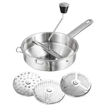 

Stainless Steel Blender Rotary Food Mill Home Kitchen Tool With 3 Milling Discs Great For Making Vegetables Soups Easy To Use