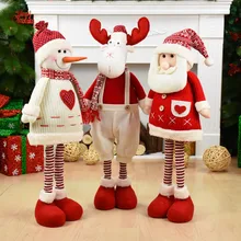 Год 100cm Christmas Dolls Retractable Santa Claus Snowman Elk Toys Figurines Christmas Gift Tree Ornament