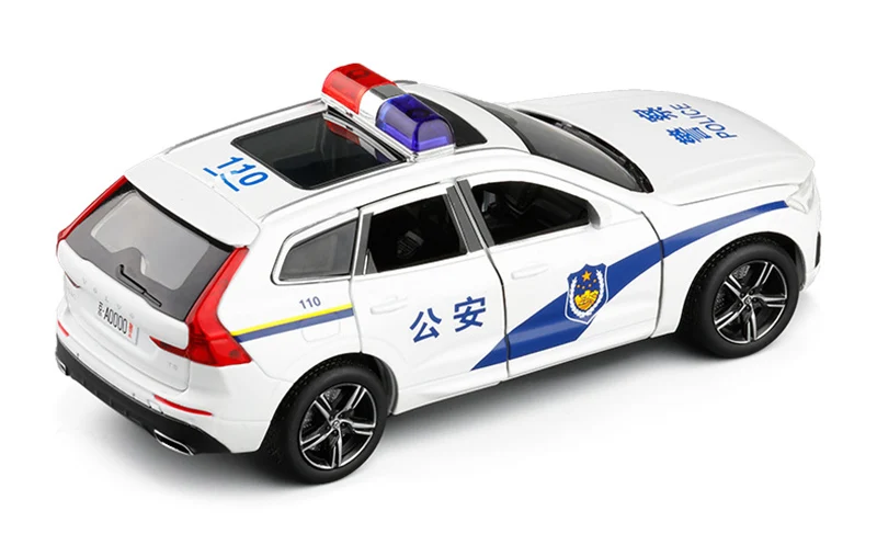 1/32 Volvo XC60 Siren полицейская модель игрушечного автомобиля литой металлический подвесной звуковой светильник для детей